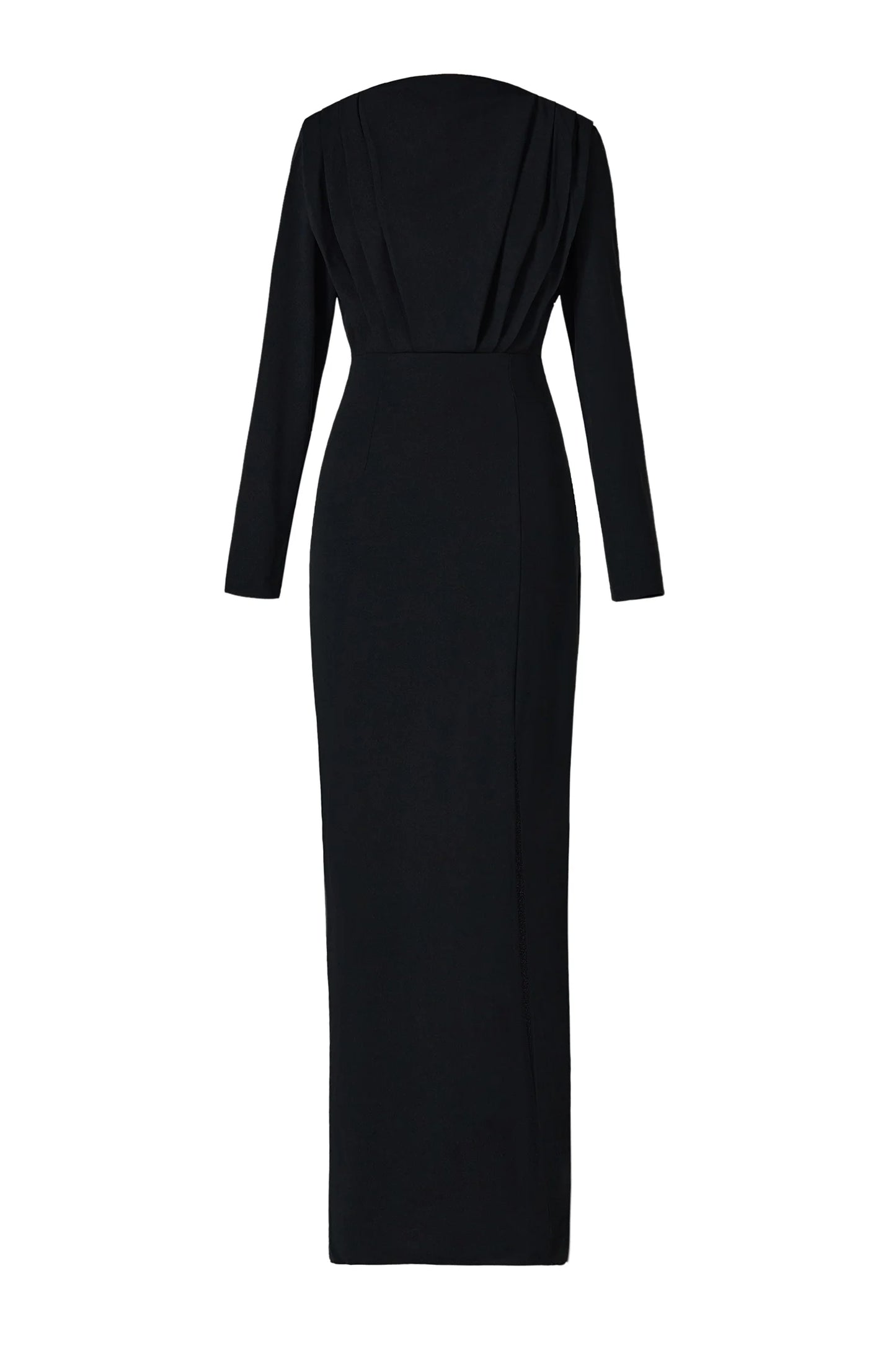 Solid High Split Long Sleeve Midi Dress