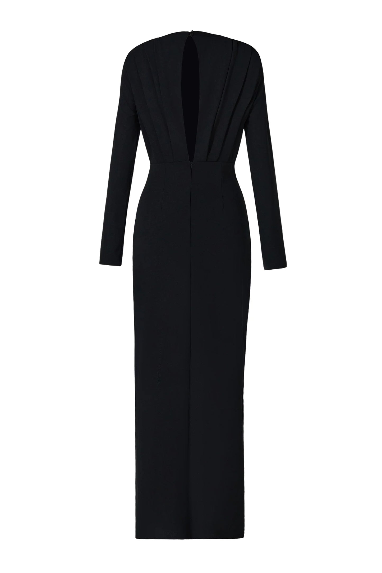 Solid High Split Long Sleeve Midi Dress